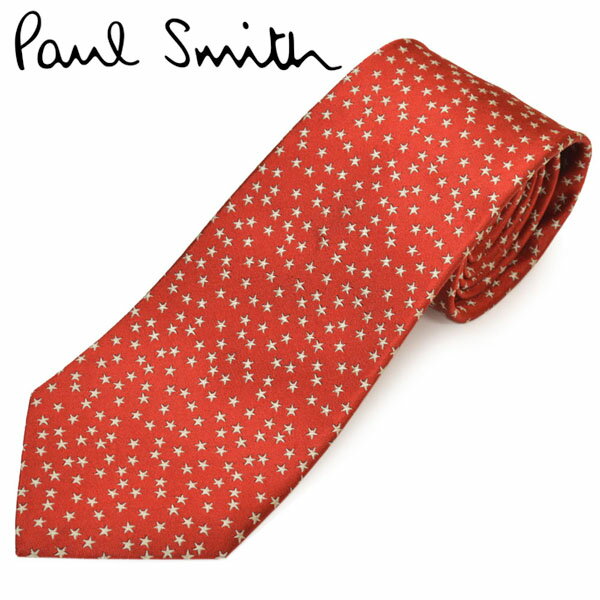 ネクタイ ポールスミス メンズ Paul Smith スター/星柄シルクネクタイ(サイズ剣幅8cm)eps20s007 ALU415-25 レッド