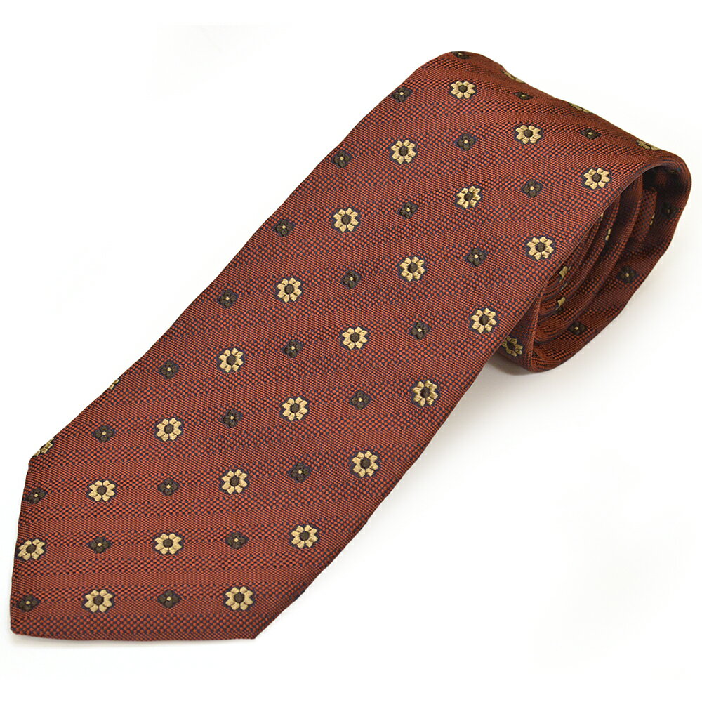 Aquascutum アクアスキュータム ネクタイ メンズ 花柄/フラワー柄シルクネクタイ(サイズ剣幅8cm)eam22w017 123-04 RED レッド