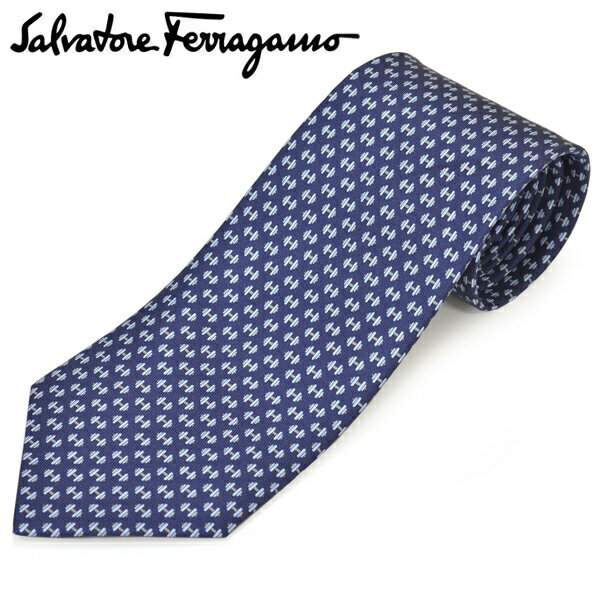 ネクタイ サルバトーレフェラガモ メンズ Salvatore Ferragamo ダンベルモチーフ柄シルクネクタイ(サイズ剣幅8cm)efg20s059 358803-001 ネイビー