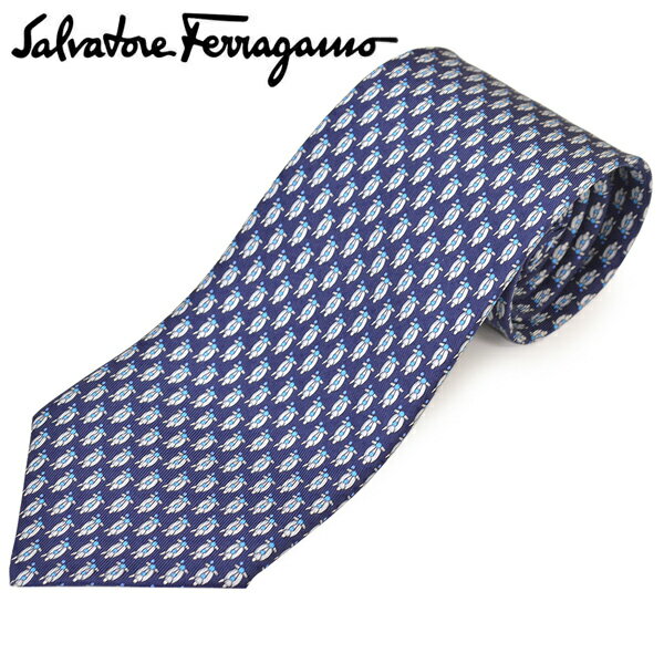 ネクタイ サルバトーレフェラガモ メンズ Salvatore Ferragamo スクーターモチーフ柄シルクネクタイ(サイズ剣幅8cm)efg20s062 358794-001 ネイビー