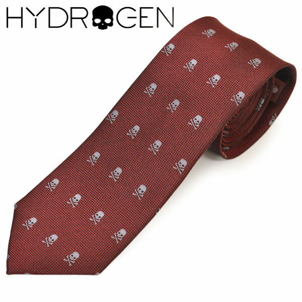 ネクタイ ハイドロゲン メンズ HYDROGEN スカル柄シルク ナロータイ(サイズ剣幅6cm)ehdn018 37312-4 レッド系