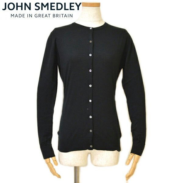 ジョンスメドレー カーディガン レディース JOHN SMEDLEY ジョンスメドレー レディース クルーネック長袖ニットカーディガン「SLIM FIT」サイズ/S/M/L/ ejd17s501 ISLINGTON：ブラック