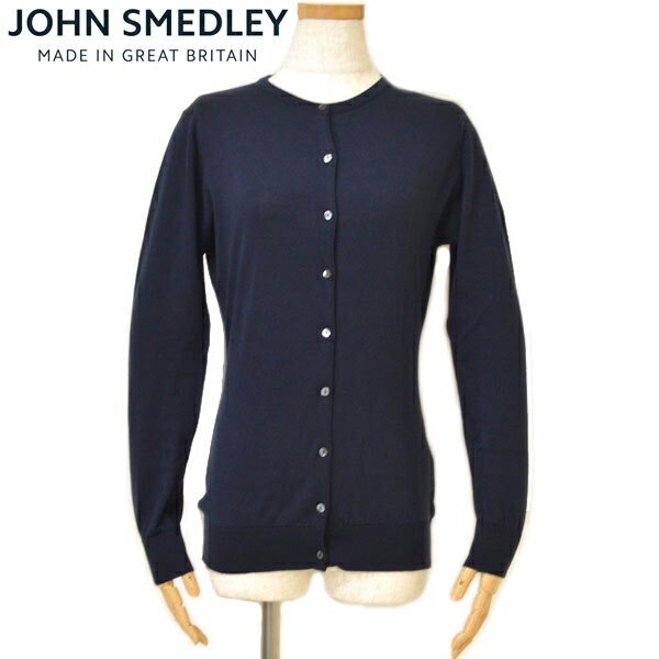 ジョンスメドレー カーディガン レディース JOHN SMEDLEY ジョンスメドレー レディース クルーネック長袖ニットカーディガン「SLIM FIT」サイズ/S/M/L/ ejd17s502 ISLINGTON：ネイビー