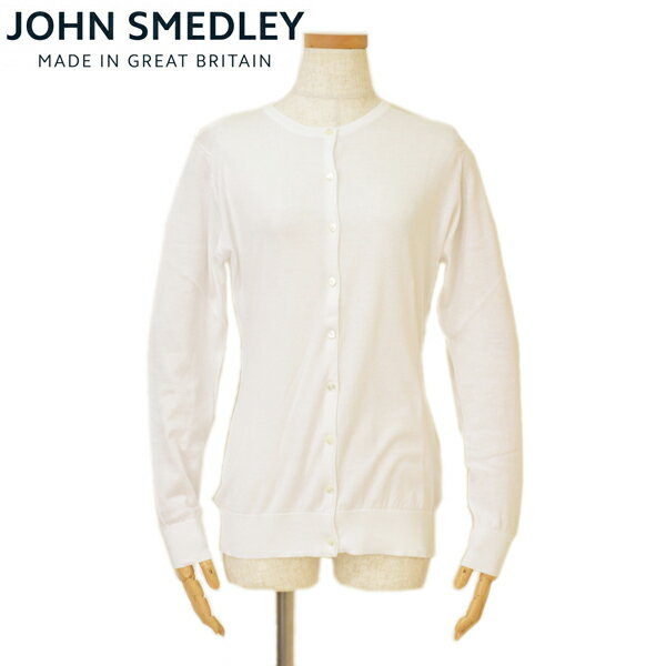 ジョンスメドレー カーディガン レディース JOHN SMEDLEY ジョンスメドレー レディース クルーネック長袖ニットカーディガン「SLIM FIT」サイズ/S/M/L ejd17s504 ISLINGTON：ホワイト