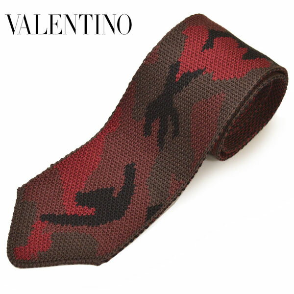 ネクタイ ヴァレンティノ メンズ VALENTINO 迷彩カモフラ柄シルク/ナロータイ ビジネス (剣幅約5.5cm)evt041 レッド