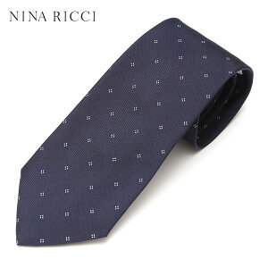 NINA RICCI ニナ リッチ メンズ ドット柄シルクネクタイ サイズ剣幅7.5cm enr17s004 M8628-3 (002-1)：ネイビー