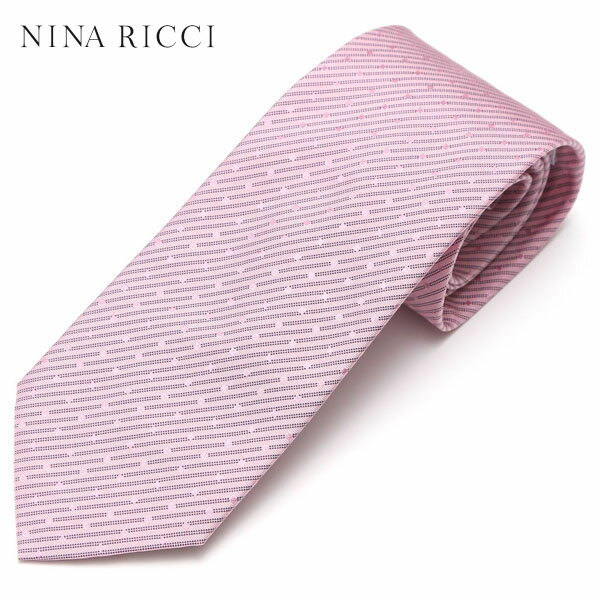 NINA RICCI ニナ リッチ メンズ ストライプドット柄シルクネクタイ サイズ剣幅7.5cm enr17s013 E7752-6 (004-4)：ピンク