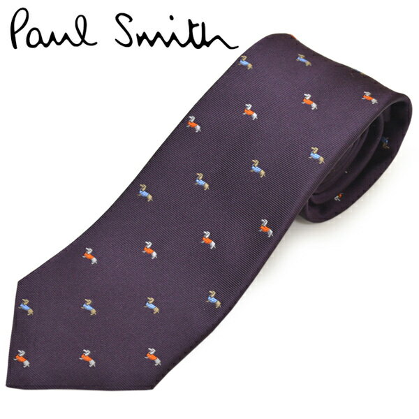 ネクタイ ポールスミス メンズ Paul Smith ドッグ/イヌ柄シルクネクタイ(サイズ剣幅8cm)eps20w010 ALU5-54 パープル