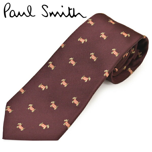 ネクタイ ポールスミス メンズ Paul Smith ドッグ/イヌ柄シルクネクタイ(サイズ剣幅8cm)eps20w012 ALU6-28 ボルドー