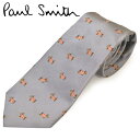 ネクタイ ポールスミス メンズ Paul Smith ドッグ/イヌ柄シルクネクタイ(サイズ剣幅8cm)eps20w015 ALU6-70 シルバーグレー