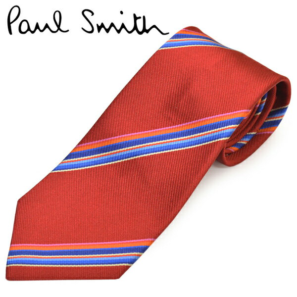 ネクタイ ポールスミス メンズ Paul Smith マルチストライプ柄シルクネクタイ(サイズ剣幅8cm)eps20w033 ALU13-25 レッド