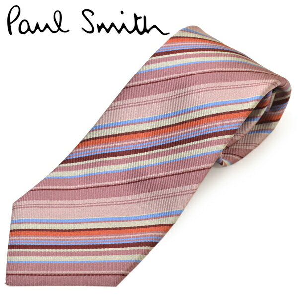 ネクタイ ポールスミス メンズ Paul Smith マルチストライプ柄シルクネクタイ(サイズ剣幅8cm)eps20w042 ALU15-20 ピンク