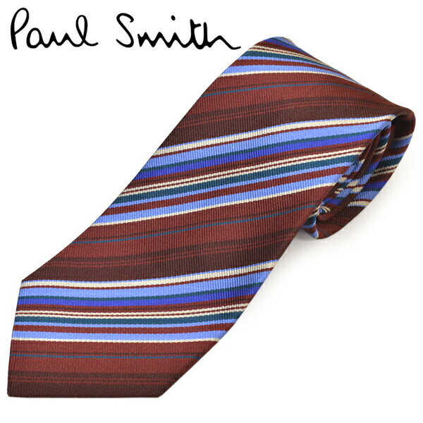 ネクタイ ポールスミス メンズ Paul Smith マルチストライプ柄シルクネクタイ(サイズ剣幅8cm)eps20w044 ALU15-28 ボルドー