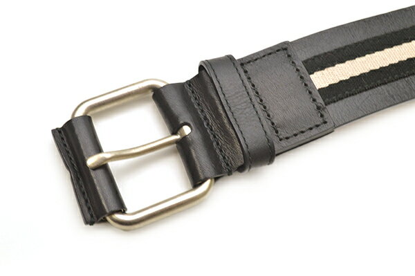 BALLY バリー メンズ ファブリック＆レザーベルト(サイズ調整可能)eba062 TIANIS 40 710 BLACK/BEIGE 3