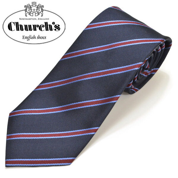 Church 039 s チャーチ メンズ ストライプ柄シルクネクタイ サイズ剣幅8cm ecc17w005 012015-02：ネイビー×レッド