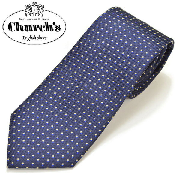Church's チャーチ メンズ ドット柄シルクネクタイ サイズ剣幅8cm ecc17w019 H00745-01:ネイビー