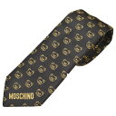 ネクタイ モスキーノ メンズ MOSCHINO トイ テディベア/クマ柄シルクネクタイ(サイズ剣幅7.5cm)emo21s001 M5257-1 BLACK ブラック/ゴールド