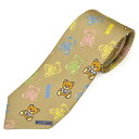 ネクタイ モスキーノ メンズ MOSCHINO トイ テディベア/クマ柄シルクネクタイ(サイズ剣幅7.5cm)emo21s011 M5488-4 BEIGE ベージュ