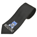 ネクタイ モスキーノ メンズ MOSCHINO トイ テディベア/クマ柄シルクネクタイ(サイズ剣幅7.5cm)emo21s013 M5495-5 BLACK ブラック