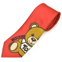 ネクタイ モスキーノ メンズ MOSCHINO トイ テディベア/クマ柄シルクネクタイ(サイズ剣幅7.5cm)emo21s028 M5504-3 RED レッド