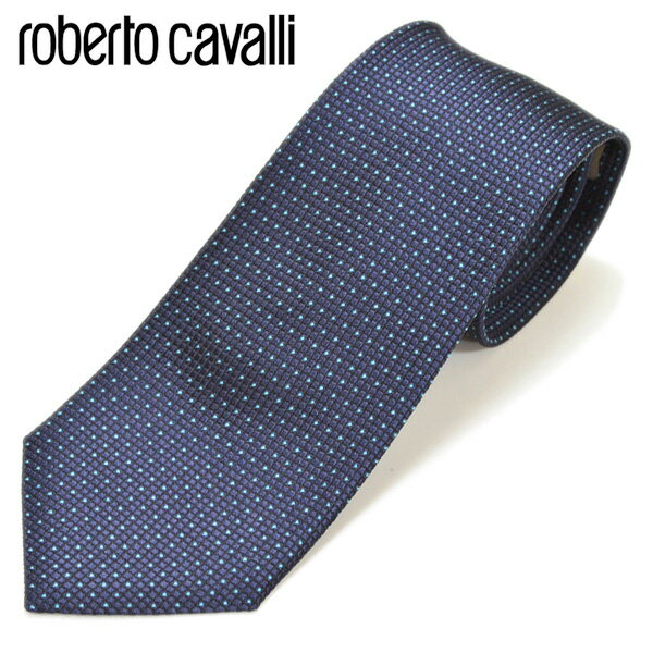 roberto cavalli ロベルトカヴァリ メンズ ドット柄シルクネクタイ サイズ剣幅7.5cm erc17w014 C110R0500-002：ネイビー×ブルー