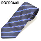 roberto cavalli ロベルトカヴァリ メンズ ストライプ柄シルクネクタイ サイズ剣幅7.5cm erc17w028 C110R0560-001：ネイビー×ブルー