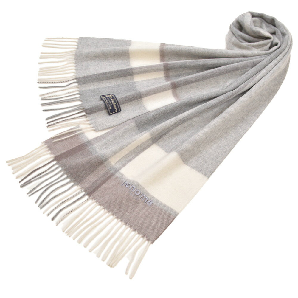 renoma PARIS レノマ パリス マフラー チェック柄カシミヤマフラー(サイズ180cm 30cm)erm24w103 R9919 GRAY グレー