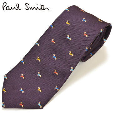 スーパーセール！ネクタイ ポールスミス Paul Smith メンズ ドッグ柄 犬柄 シルク サイズ剣幅8cm eps18w008 AE31-59 パープル