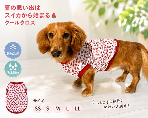 ダックス 服 ミニチュアダックスフンド 服 ひんやり 夏の思い出はスイカから始まる クールクロス 接触冷感 吸水速乾 Tシャツ 春夏服 袖なし おしゃれ 専門店 dm 犬用 ドッグウエア 犬の服 犬服 犬 洋服