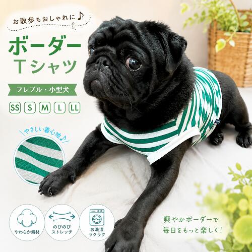 フレンチブルドッグ 服 シンプルにグリーングリーンボーダーTシャツ 春夏 ドッグウェア ペット服 秋冬 おしゃれ フレブル服 専門店 パグ 服 高齢犬 病気 シニア犬 着せやすい 抜け毛対策 乾燥予防 洗濯OK