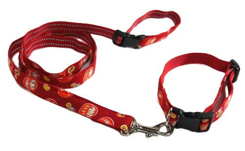 Rakuten - 福を呼ぶダルマ 七転び八起 首輪とリードセット 反射テープつき インスタ映え 小型犬用首輪 中型犬首輪 チワワ トイプードル