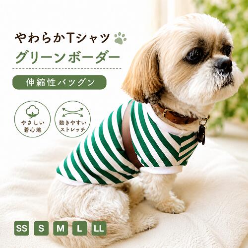 犬服 ドッグウェア シンプルにグリーングリーンボーダー 安い かわいい 服 犬の服 チワワ服 チワワ ダックス トイプードル マルチーズ 夏服 ダックス マルチーズ 柴犬 ダックス 秋冬 高齢犬 病気 シニア犬 着せやすい 抜け毛対策 乾燥予防 洗濯OK hibi-days-10001085 犬の服 首輪 犬のリードの通販hibi パッケージ画像