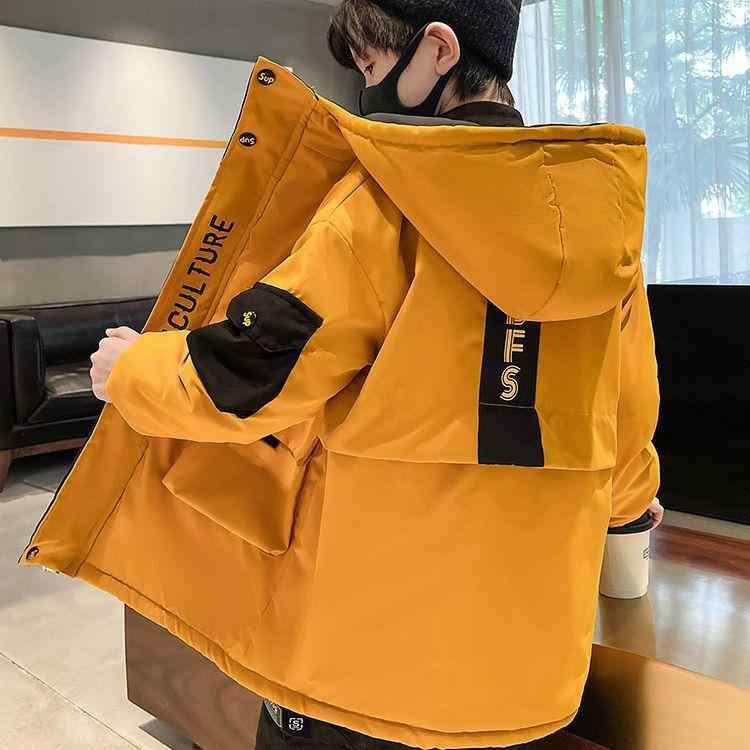 中綿入り ジャケット フード付き 防風 アウター 長袖 ゆったり 秋冬 冬 ジャケットホルダー 子供用コート 厚手 ミドル丈 8歳以上 140cm以上 ブラック...