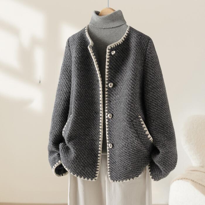 アウター ジャケット コート レディース きれいめ カジュアル 大人可愛い 春 秋 冬 ノーカラー 羽織り 長袖 ショート丈 パイピング シンプル ショートコート グレー 20代 30代 40代 50代 S M L XL 2XL