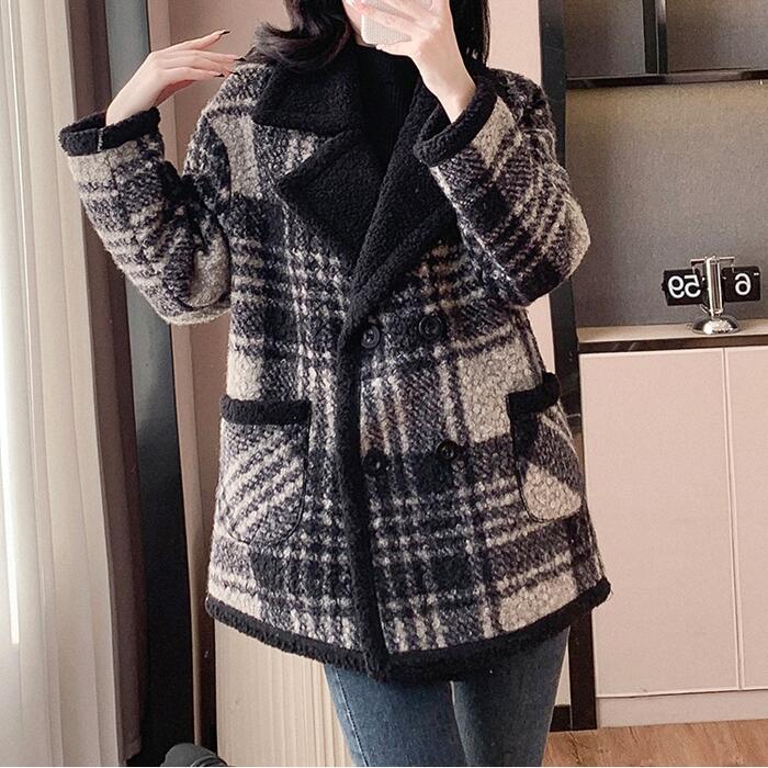 アウター ジャケット コート レディース きれいめ カジュアル 大人可愛い 春 秋 冬 チェスターコート 長袖 ショート丈 ボア チェック柄 ブラック 黒 20代 30代 40代 50代 L XL 2XL 3XL 4XL 5XL