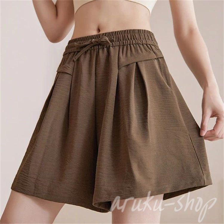 ヨガウェア ランニング ウエストゴム ドローストリング付き キュロット ハイウエスト ボトムス