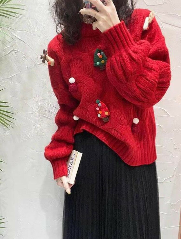 ダサセーター クリスマスセーター アグリーセーター ニットセーター ふわふわ もこもこ レディース 可..