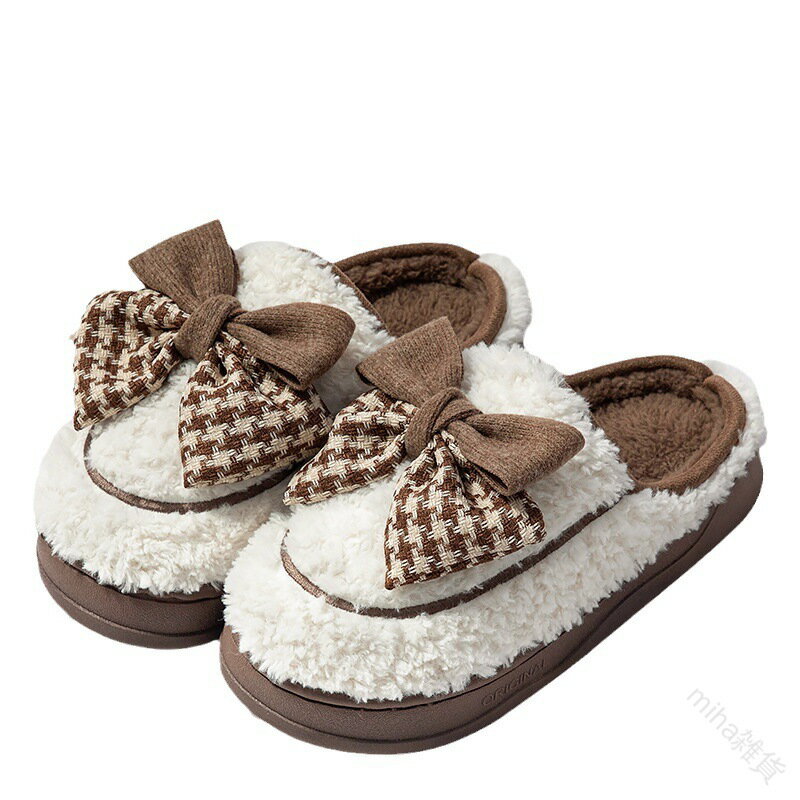 ルームシューズ 冬 レディース かかとなし スリッパ ふわもこ もこもこ リボン付き 暖かい 可愛い おしゃれ カップル対応 冬用 足冷え対策 暖房対策 室内履き 保温 防寒対策に最適な快適スリッパ