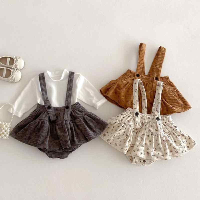 セットアップ ベビー 女の子 コーデュロイ サロペットスカート 小花柄 かぼちゃパンツ トップス Tシャツ 綿 コットン 春秋冬 かわいい おしゃれ カジュアル
