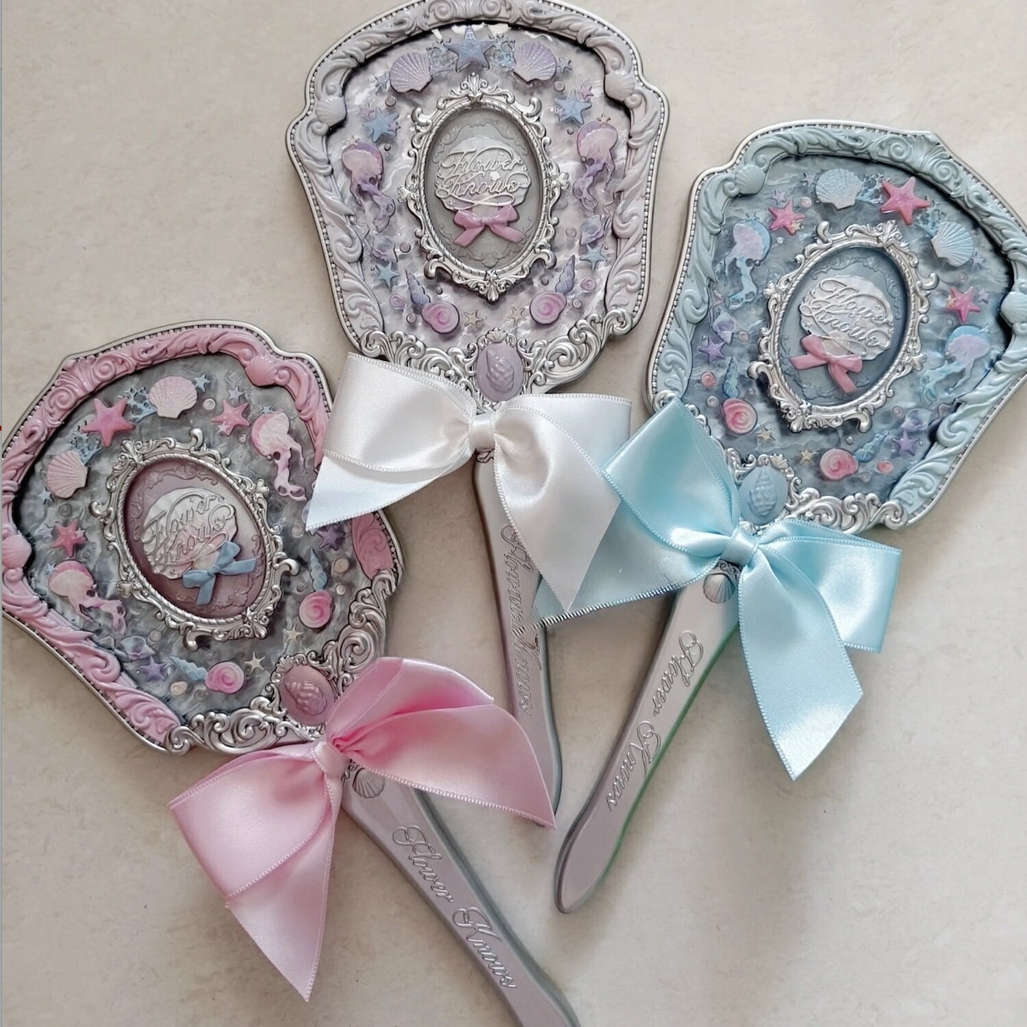 Flower knows フラワーノーズ シェルズジュエルコレクション ハンドミラー 3色 手鏡 鏡 ハンドミラー