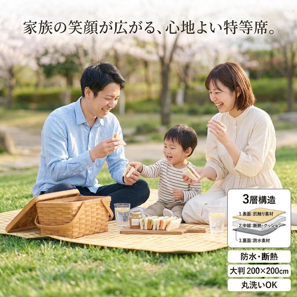 Rakuten - 【映え確定】レジャーシート ギンガムチェック 黄色 ピクニックシート 厚手 クッション 200cm 撥水 おしゃれ コンパクト 持ち運び 折り畳み テントマット 遠足 お花見 春休み 運動会 キャンプ用品 1人〜6人