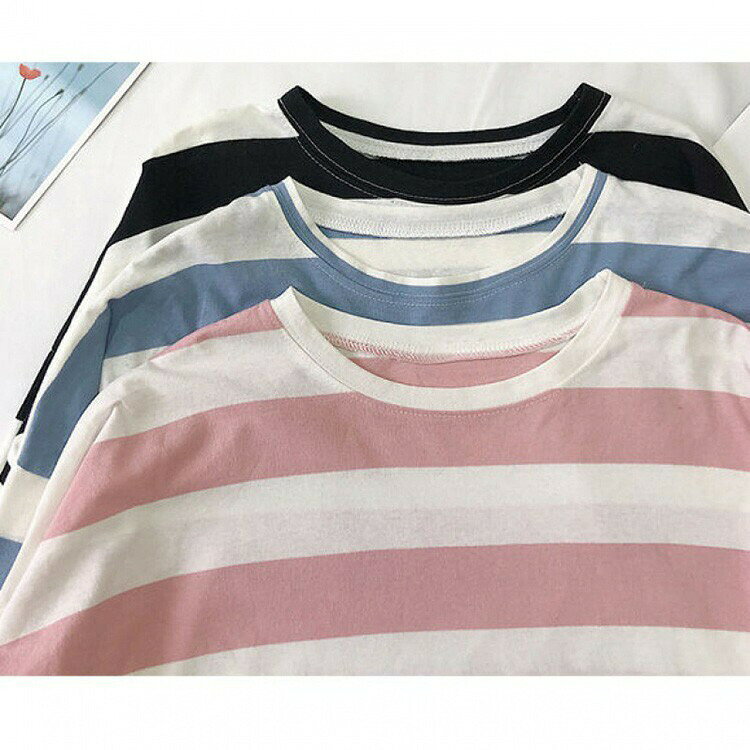 tシャツレディース長袖秋冬シンプルボーダー定番着回しゆったりS~2XL大きいサイズTシャツカジュアルジュニアアウタークルーネックセレブファッションベーシックカットソーコーヒー桃色青白い黒い hibiplus-10011747 ヒビプラス サンプル画像3