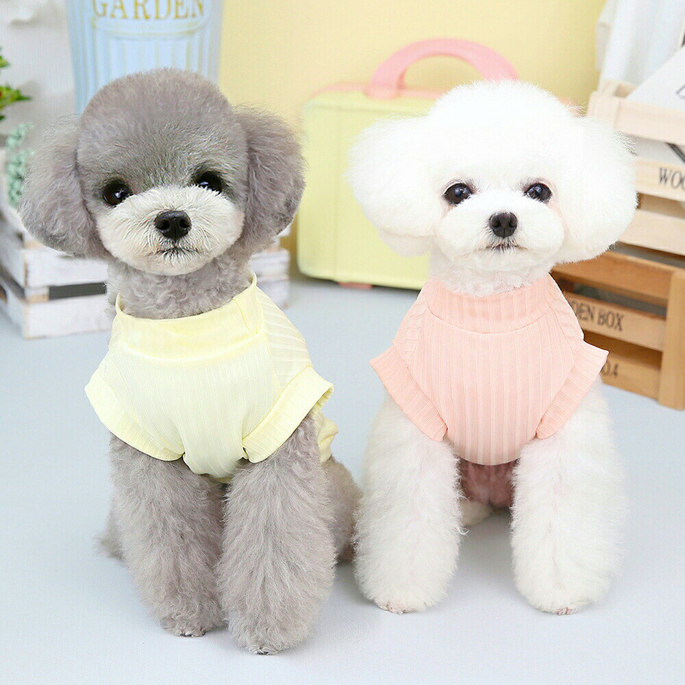 ヒビプラスの犬服ベストノースリーブtシャツタンクトップインナー犬服tシャツ無地ししゅう伸縮つなぎ部屋着パジャマ小型犬中型犬ネコ猫服春夏秋犬夏服ドッグウェア男の子女の子オスメスおしゃれオシャレかわいい可愛いyo3302｜アングル2