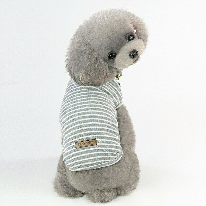 犬服ベストノースリーブtシャツタンクトップインナー犬服tシャツボーダー柄伸縮つ...