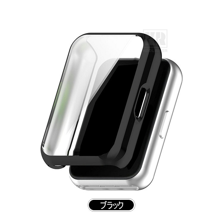 ヒビプラスのHUAWEIBand11/Band11Pro耐衝撃ケースカバーメッキクリアTPU耐衝撃液晶保護フィルム一体型ファーウェイバンド11プロ全面保護ソフトケース｜アングル3