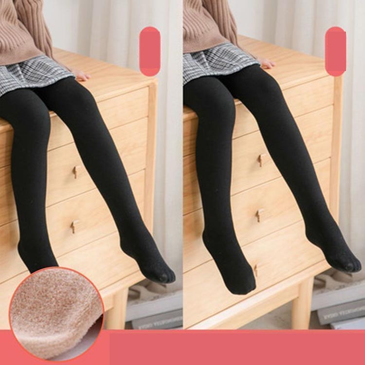 痩せ見えキッズ暖かい白裏起毛タイツ黒厚手自然タイプ2枚セット着圧レギンス裏起毛...