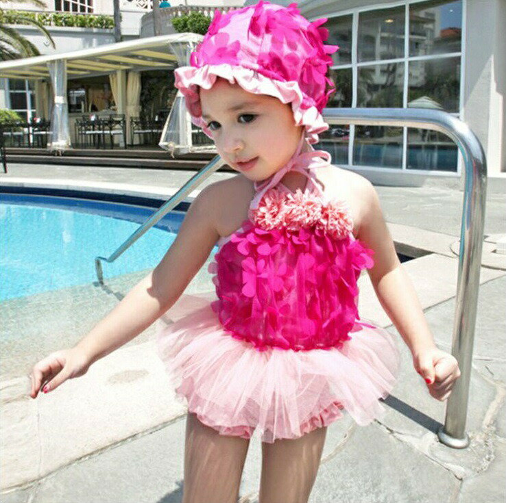 Other - 子供 水着　 ベビー　キッズ ジュニア　女の子 ガールズ 赤ちゃん ジュニア こども キャップ付き 海水浴 プール 110 120 130 3点セット