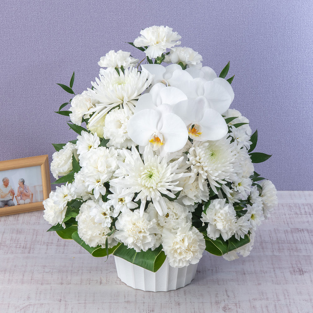 お供え 花 お供え用 アレンジメント「睡蓮花(すいれんか)」 日比谷花壇 お供え花 供え花 供花 法事 仏事 喪中 お彼岸 仏花 お悔み 命日 生花 一周忌 告別式 お通夜 四十九日 メッセージカード 送料無料