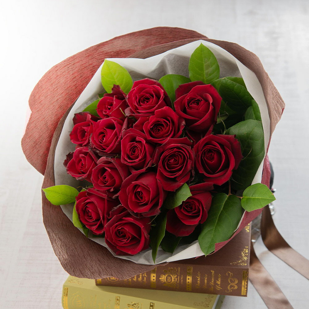日比谷花壇 誕生日 花 ギフト プレゼント 花束「赤バラ15本ローズブーケ」
