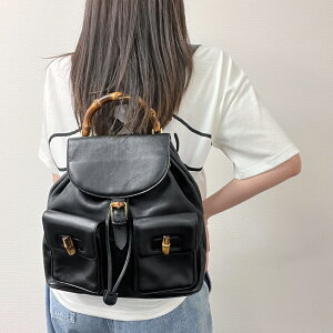 【中古】GUCCI グッチ バンブー リュックサック バックパック ブラック レザー ヴィンテージ レディース【中古美品】HIBUOCHI VINTAGE